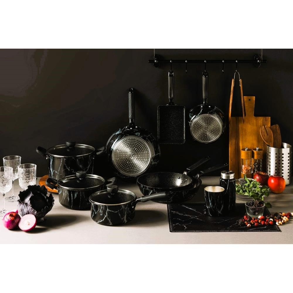 Bestco NX-172 MARBLE KITCHEN Tumbler, 380ml, Insulated, Double-Layered Vacuum Wall, Black, Marble Pattern