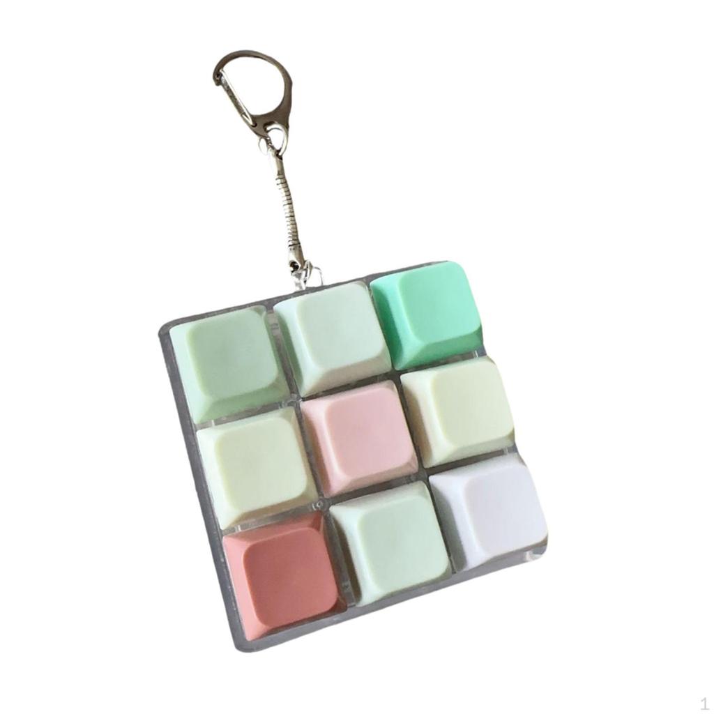Fidget Keychain Mechanical Key Button 9-Button for Office Home Gift Birthday Drive Away