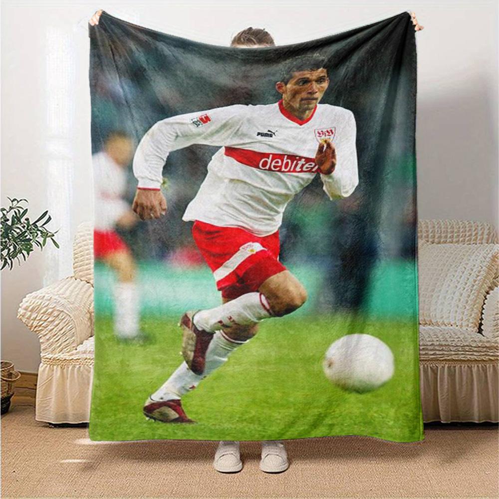 VfB Stuttgart Football Player Flannel Throw Blanket, Soft Warm Sofa Bed Cover, Soccer Fan Home Decor Gift for Living Room Bedroom