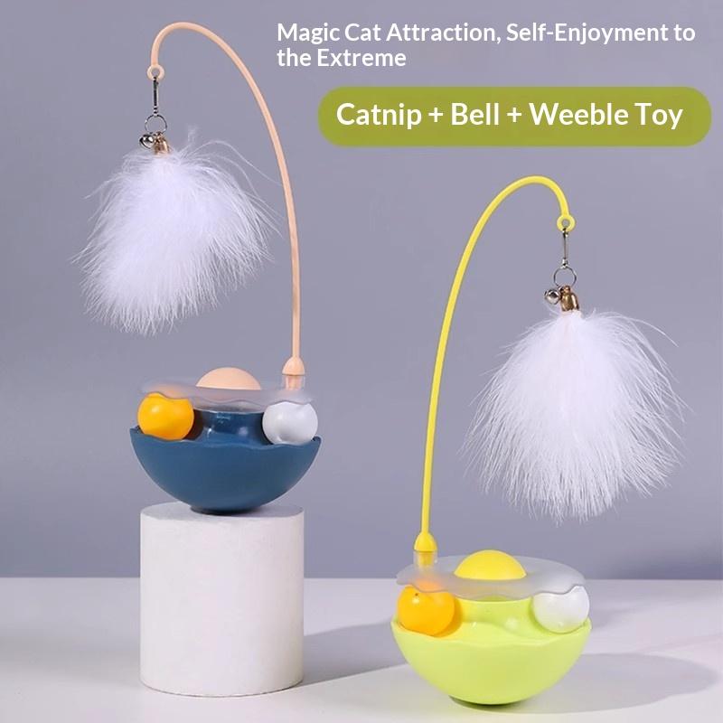 Cat Teaser Stick with Bell Removable Turntable Interactive Toy Easy to Clean for Indoor Kittens Pet Playtime Fun