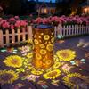 Colorful Solar Lanterns Outdoor, Garden Decor Gifts for Women Mom Grandma - LED Colorful Sunflower Solar Powered Lights Metal Hanging Lantern