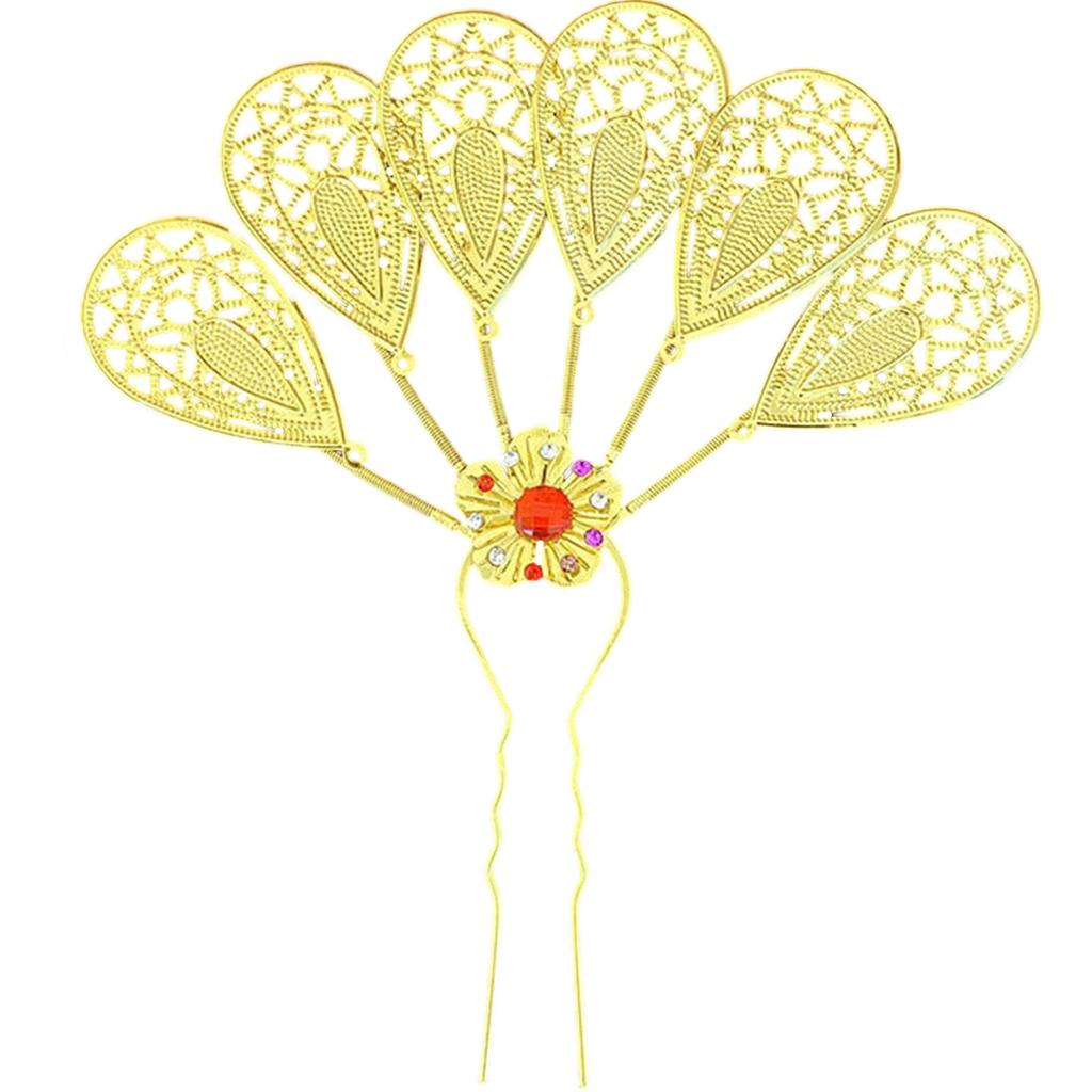 Elegant Leaf Hair Stick with Crystal Filigree Buyao for Women Girl Buyao for Ethnical Thai Headpieces Hair Jewelry