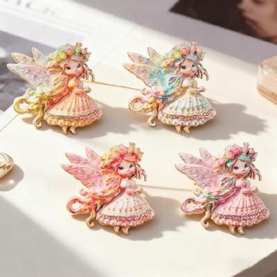 Comfortable Brooch Beautiful Butterfly Elf Lapel Pin Accessory with Rhinestones Elegant Backpack Accessories