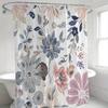 1pc Pastel floral pattern shower curtain, polyester fabric, machine washable, with hooks, suitable for bathroom décor.