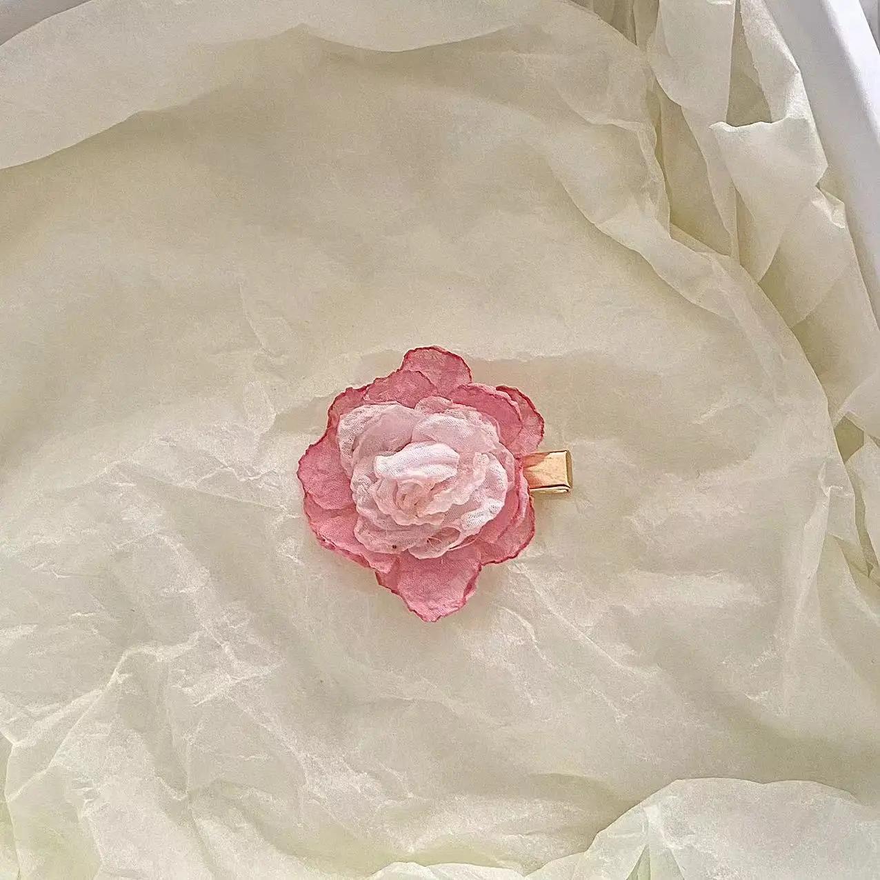 

Новая 4-сантиметровая заколка для волос в виде милого сетчатого цветка для женщин, корейская мода, романтичная, свежая, градиентная, повседневные аксессуары для волос для девочек