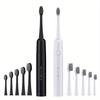 Dospělý sonický elektrický zubní kartáček cestovní sada prémiový USB dobíjecí sonický zubní kartáček IPX7 vodotěsný se 6 zubními kartáčkovými hlavicemi