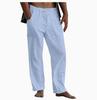 Men's Cotton Len Pants Joggers Sweatpants Streetwear Breathable Solid Color Len Trousers Vacation Summer Loose Pants