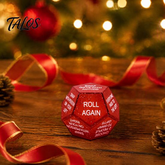 Christmas Gift Exchange Dice Santa Swap Dice, Stocking Stuffers White Elephant Multi-sides Game Glitter for Present Party