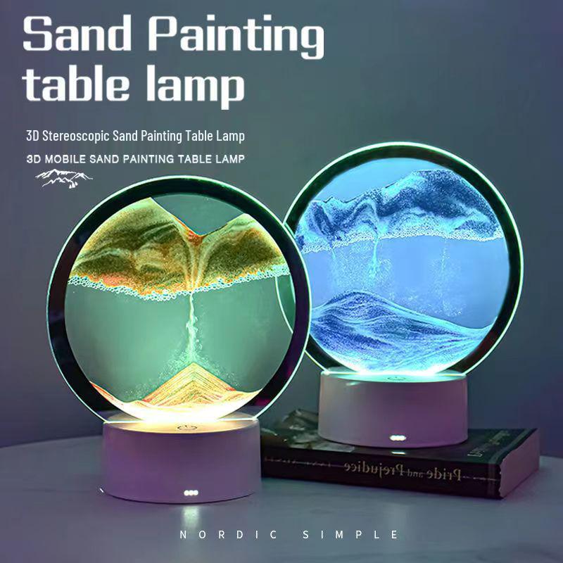 3D Quicksand Hourglass Night Light: Dynamic Atmosphere Lamp for Home, Bedroom, and Desktop Decoration - Ideal Holiday Gift
