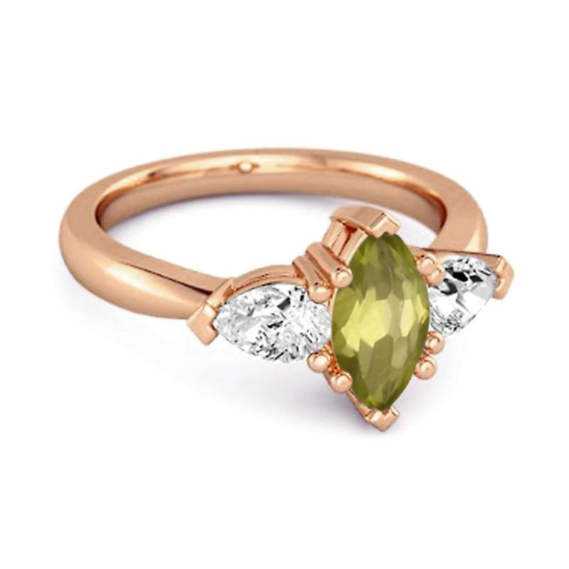 Peridot Trio Stein Verjüngter Ring - Sterlingsilber Roségold Vermeil