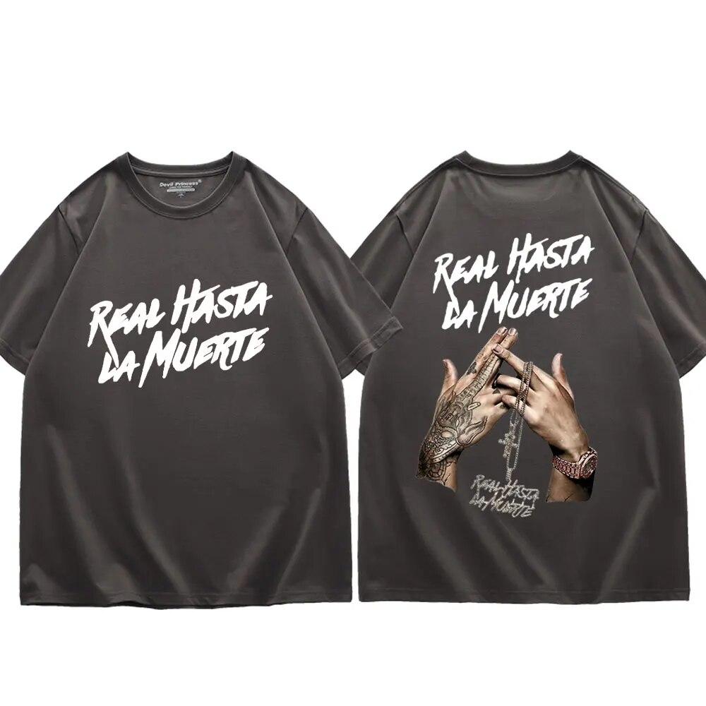 Rapper Anuel Aa Hudební album Real Hasta La Muerte Potisk Tričko Módní trend Hip Hopové tričko Vysoce kvalitní bavlněná trička Unisex