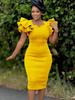 Perlenbesetztes Bodycon-Abendkleid mit Rüschenärmeln - Europäische & Amerikanische Sommermode