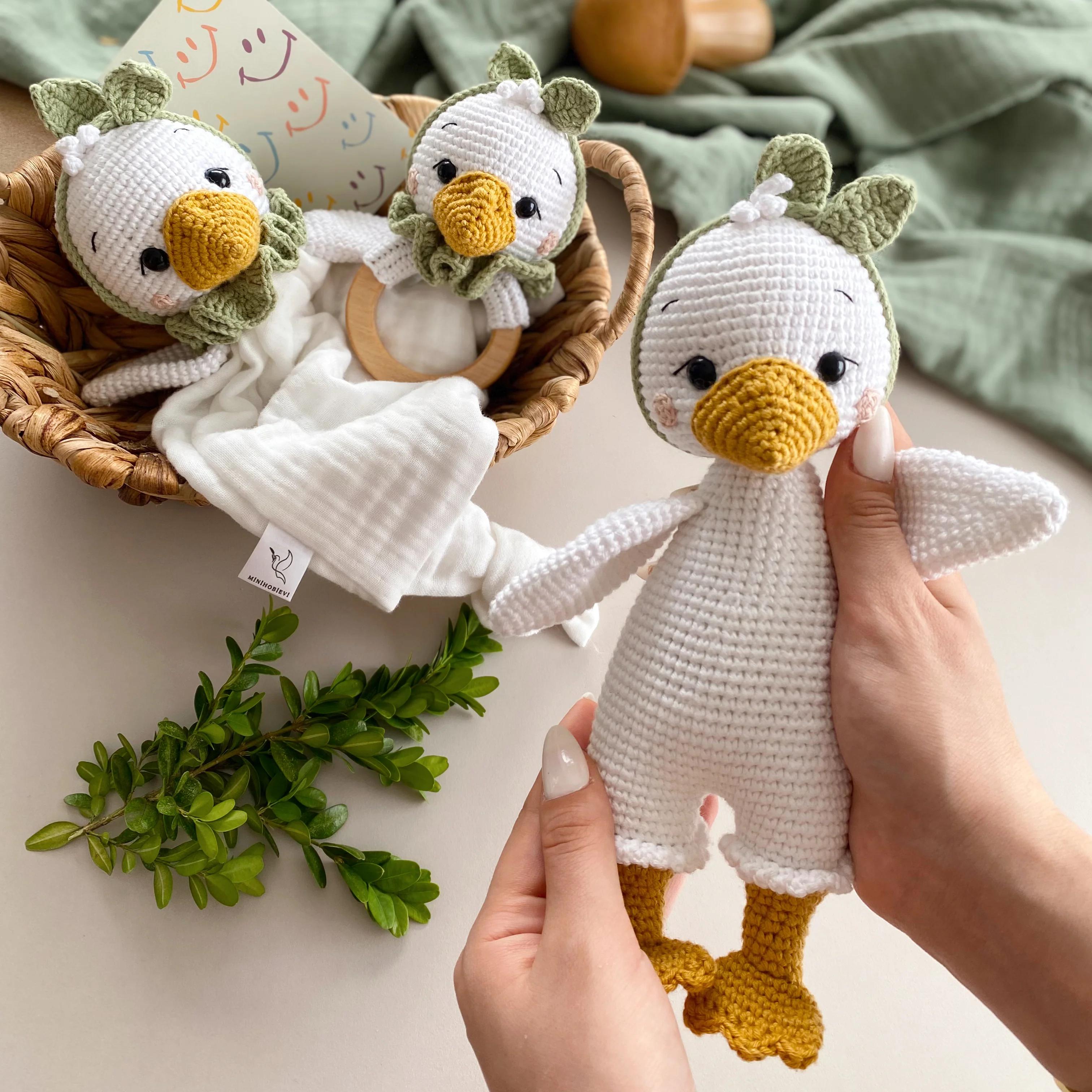 

Набор игрушечных кукол Amigurumi Cute Duck, хороший подарок для ваших детей, игрушка ручной работы, вязаная игрушка, амигуруми, безопасная и полезная игрушка