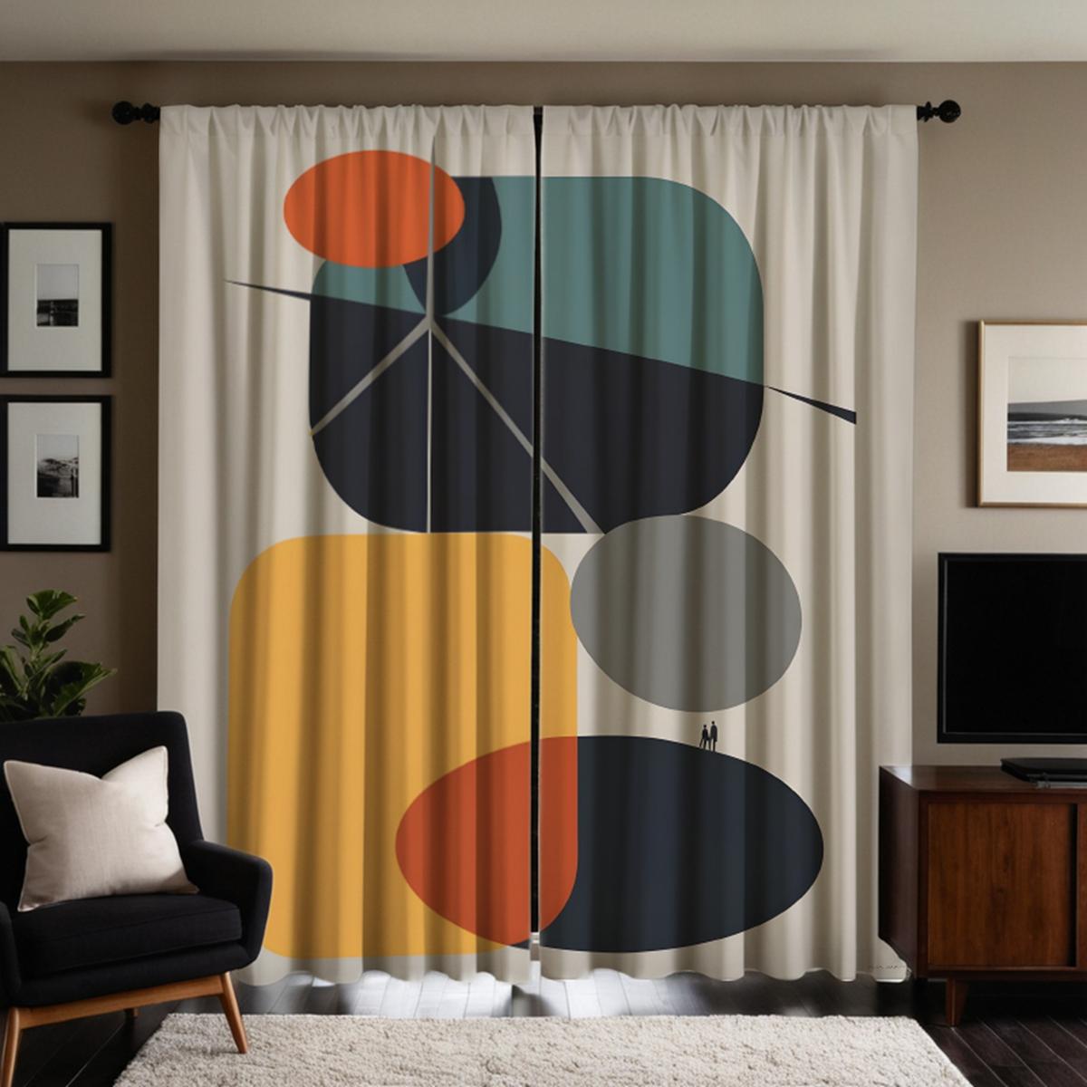 

Комплект из 2 шт. декоративных штор HD Seaside Vacation Calf, с синей завязкой, с цифровой печатью, в стиле домашнего декора, декорированный livi W52H63inchW132H160cm