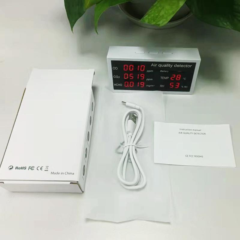 5-in-1 Indoor Air Quality Sensor HCHO/TVOC/AQI/CO / CO2 Meter Multifunctional Air Gas Detector Real for Time Data Record