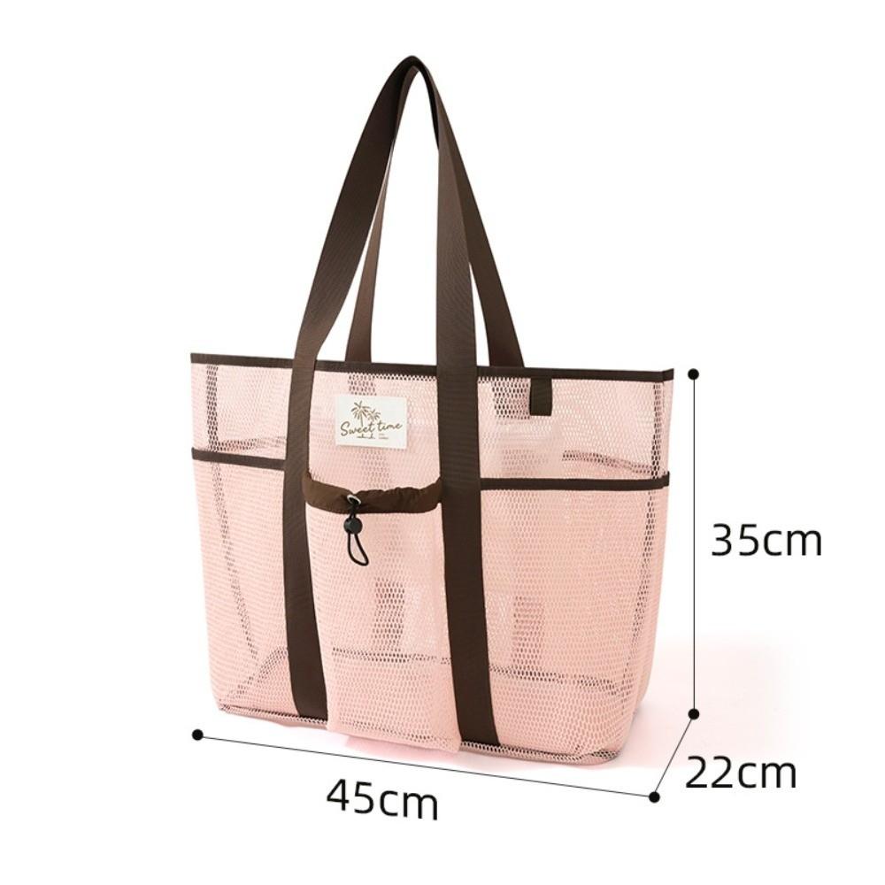 

Breathable Mesh Mesh Tote Bag Portable Swimming Storage Organizer Toy Storage Bag Beach Swimming розовый