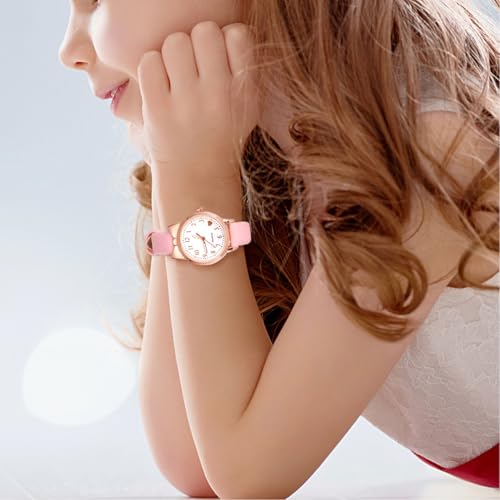 POPETPOP Girls' & Boys' Sports & Student Watches, Luminous, Waterproof, Analog, Fashionable, Cute, Pink