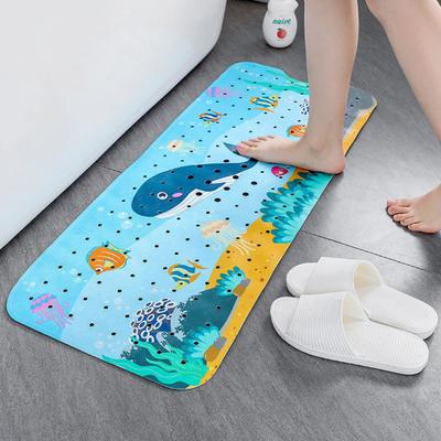 Bathtub Mat Cartoon Printed Anti-Slip with Drainage Holes Strong Suction Cups Safe Fun Bathing Experience Children Shower Mat