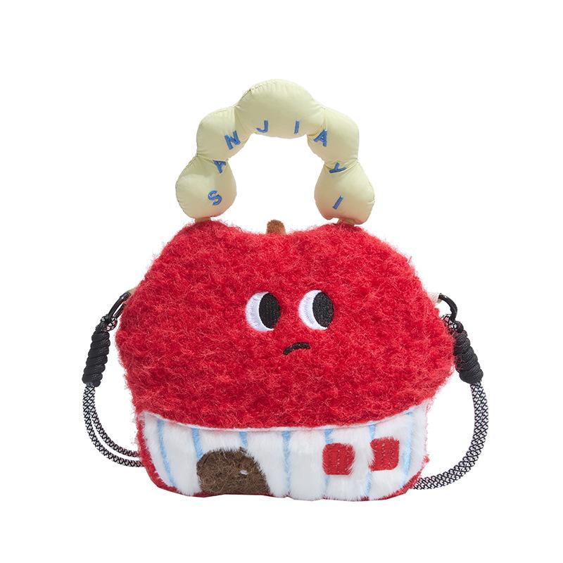 Cute Cartoon Mobile Phone Bag, Shopping Crossbody, Hand Bag, Women's Plush Small Cosmetic Storage Bag, Parent-child Bag