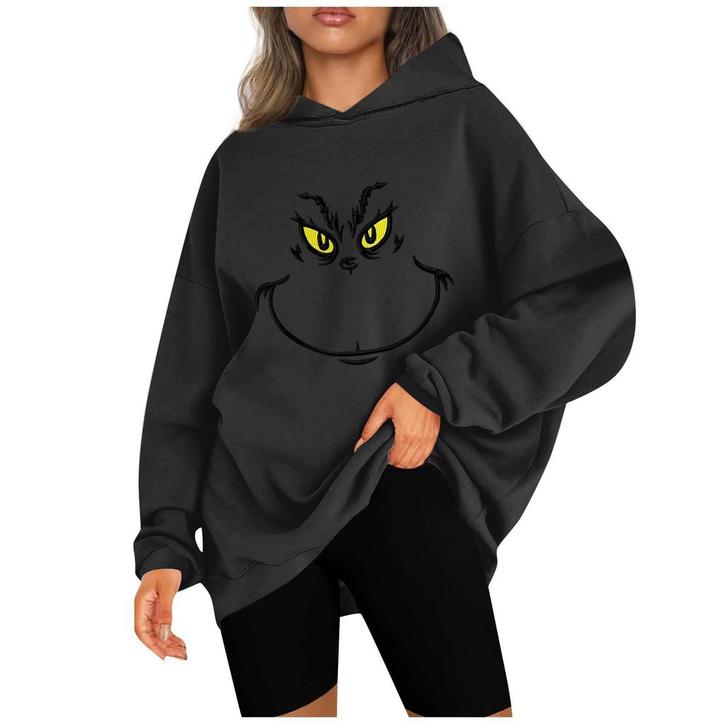 Women's Fashion Casual Hooded Sweatshirts Long Sleeve Christmas Printed Sweatshirts Top