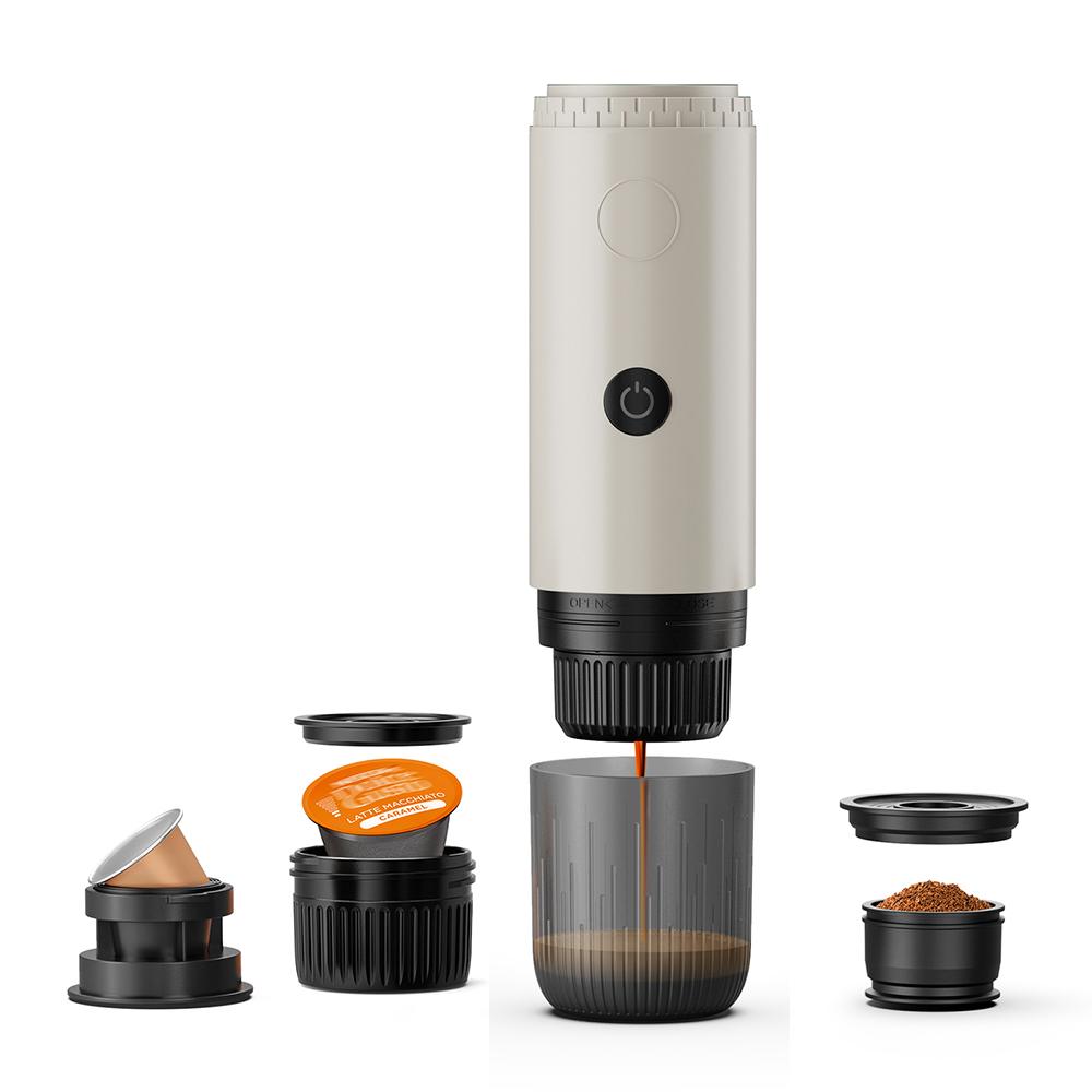 

Беспроводная электрическая портативная эспрессо-кофемашина ICafilas 3-в-1 капсульная порошковая дорожная кофеварка для автомобиля и кемпинга кофе белый