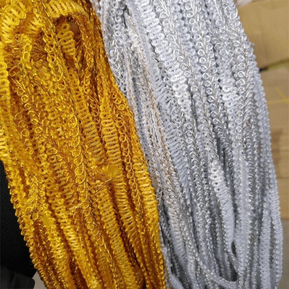 Gold Silver Tone Flat Weave Ribbon Centipede Design Garment Accessory Lace  Stage Outfit Make