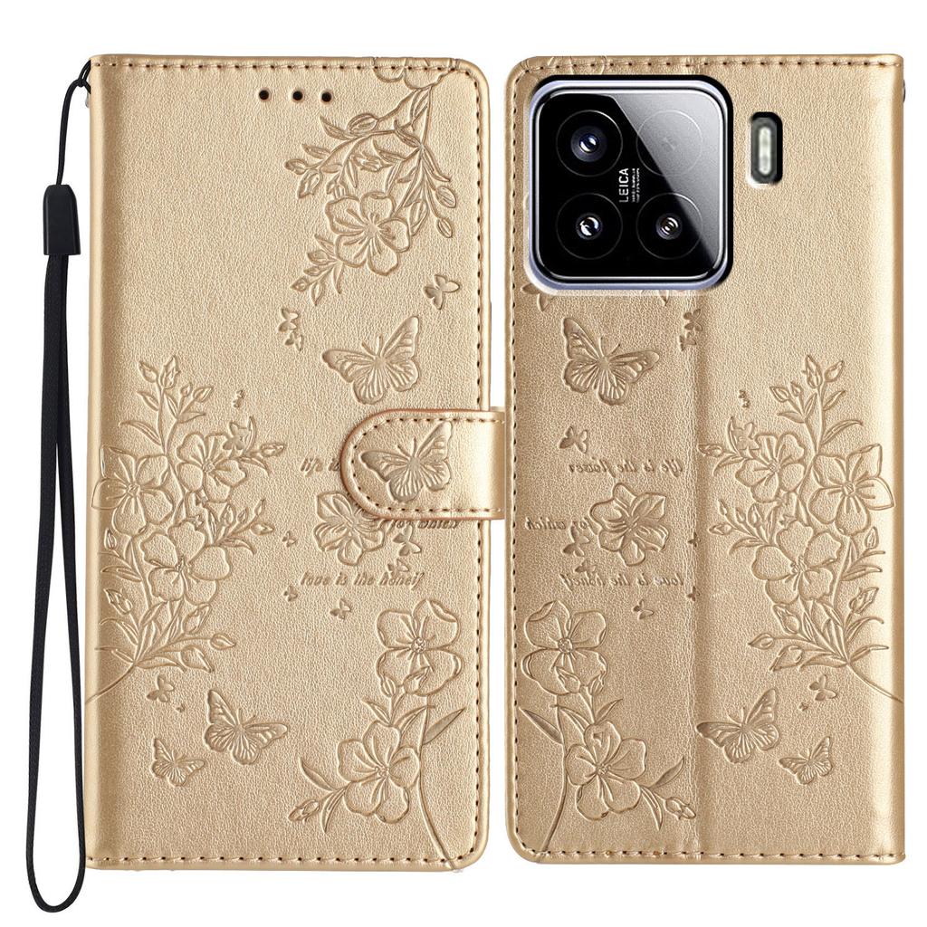 For Xiaomi 15 Wallet Phone Case Butterfly Floral Imprint Leather Flip Cover