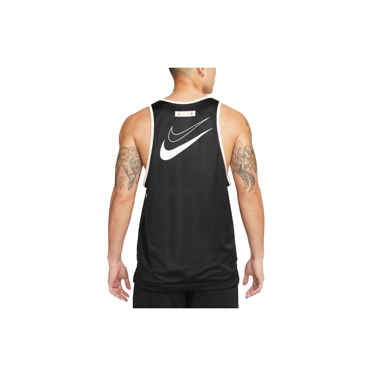 Nike Dri-Fit Logo Print Colorblock Mesh Quick-Dry Sleeveless Basketball Tank Top Men Tops Black DX0334-010