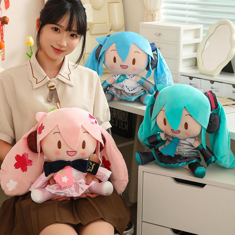 30cm Cartoon Hatsune Miku Plush Toy New Bow Miku Preciality Sakura Hatsune Miku Plushies Sleeping Doll Soft Gifts Girl