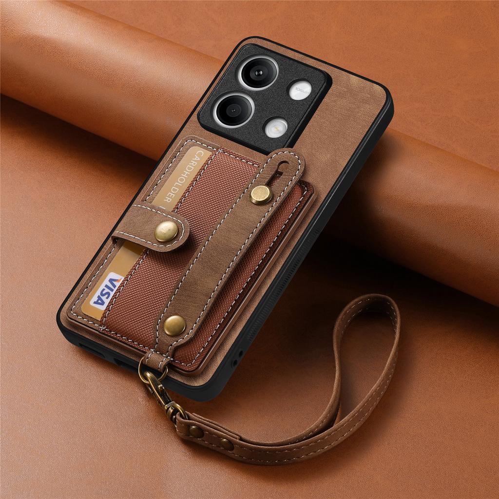 For Redmi Note 15 14 13 Pro Plus K90 Phone Case Wristband Leather Wallet Card Pocket Xiaomi 17 Pro Max 15 15T Poco F7 X7 Cover