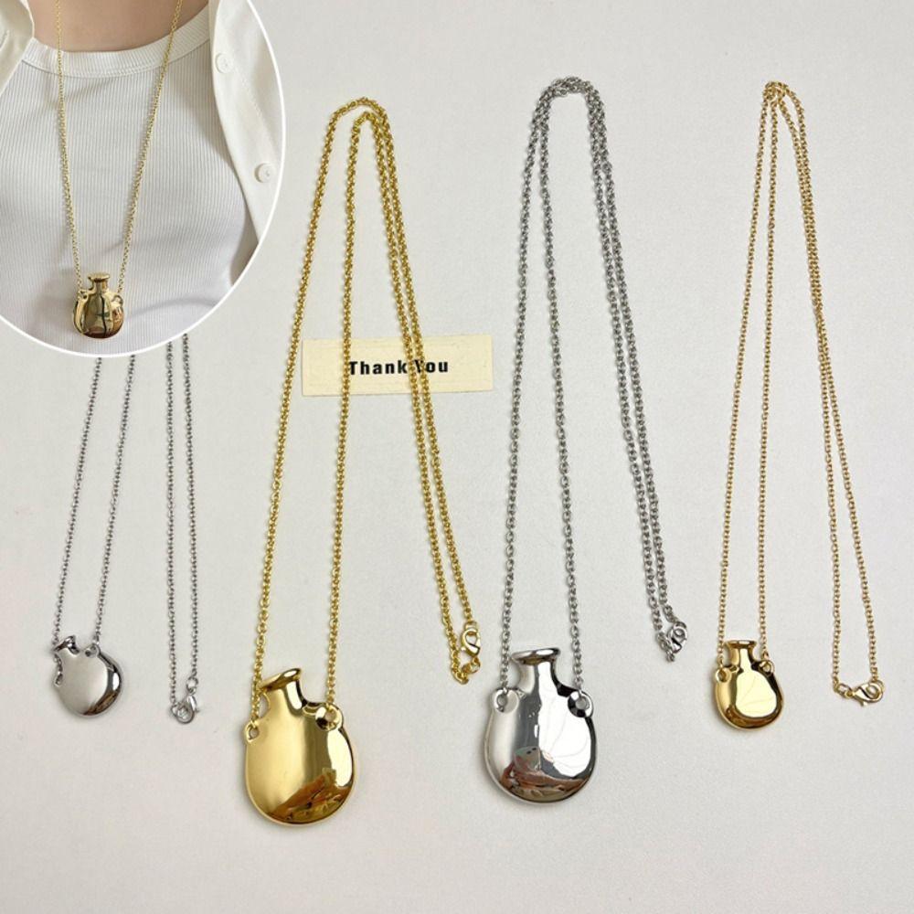 Vase Pendant Metal Vase Necklace Gold Color Sweater Chain Necklace New Design Long Chain Necklace