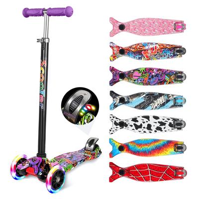 LittleSo Tretroller Dreirad Kickboard für 4 Höhen Beleuchtete LED Einfache Tragfähigkeit Geburtstagsgeschenk Kinder, Verstellung, Räder, Reifen, Tragen,