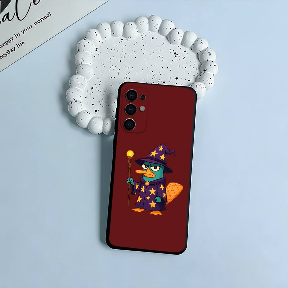 P-Perry The P-Platypus Black Soft Silicone Phone Case for Samsung S25, S24, S21, S22, S23, S30, Ultra, S20, Plus, FE, Lite