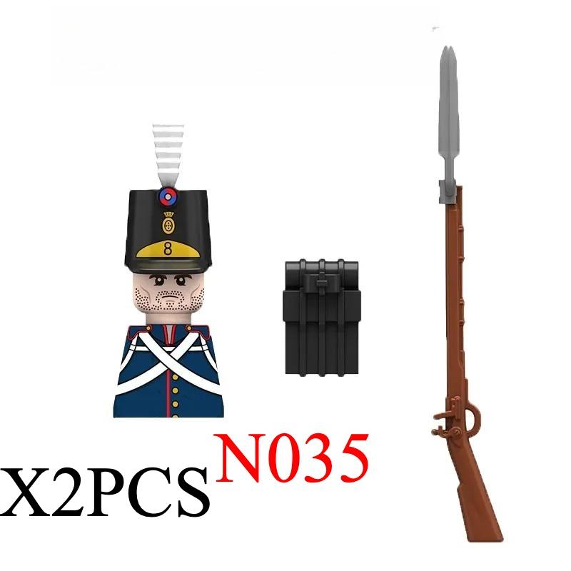 Medieval Napoleonic War Soldiers Figures Military MOC Building Block Knights British French Fusilier Rifles Weapon Kids Toy B08