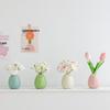 Small Daisy Artificial Flower in Cream Ceramic Vase - Ins Style Tulip for Living Room or Bedroom Decoration.