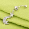 Punk Crystal Moon Dangle Navel Piercing Rings Body 316L Surgical Steel Belly Button Ring Jewelry