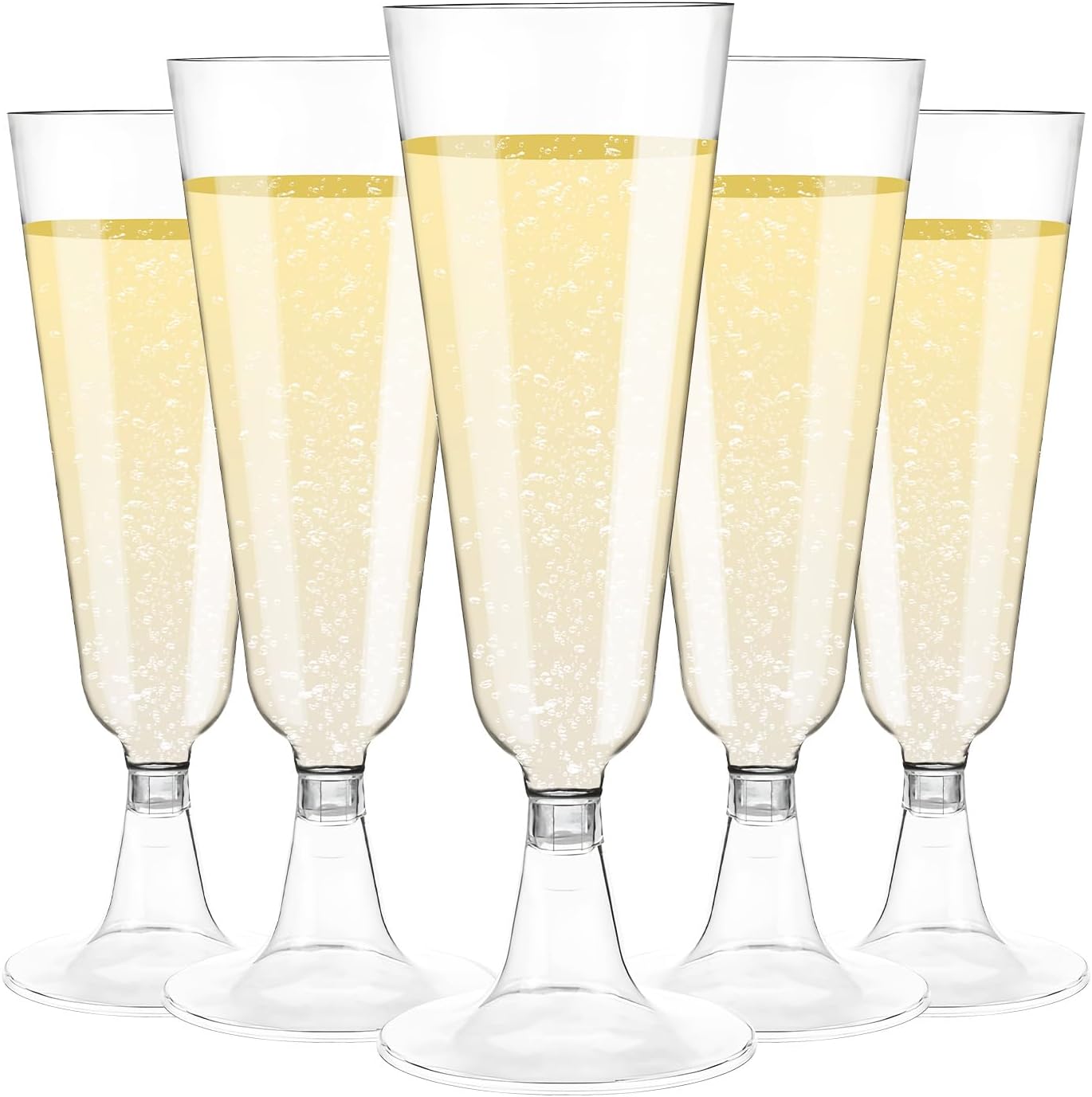 

100 Pack Disposable Champagne Flutes 5.5 oz Clear Plastic Party Toasting Glasses for Wedding, Thanksgiving, Birthday