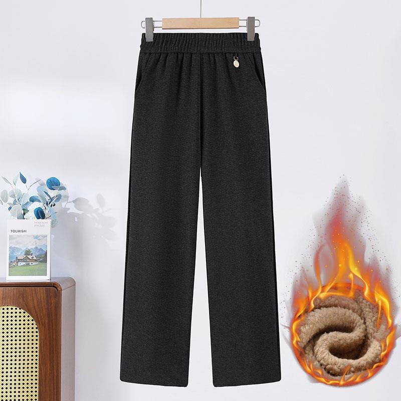 Women's High-Waisted Plus Size Woolen Pants – Warm, Elastic, Fashionable for Autumn & Winter