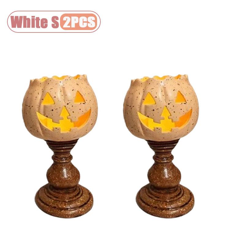 1-4pcs Rustic White Pumpkin Tealight Candle Holder Lantern Design for Fall Halloween Thanksgiving Home Centerpiece Decor