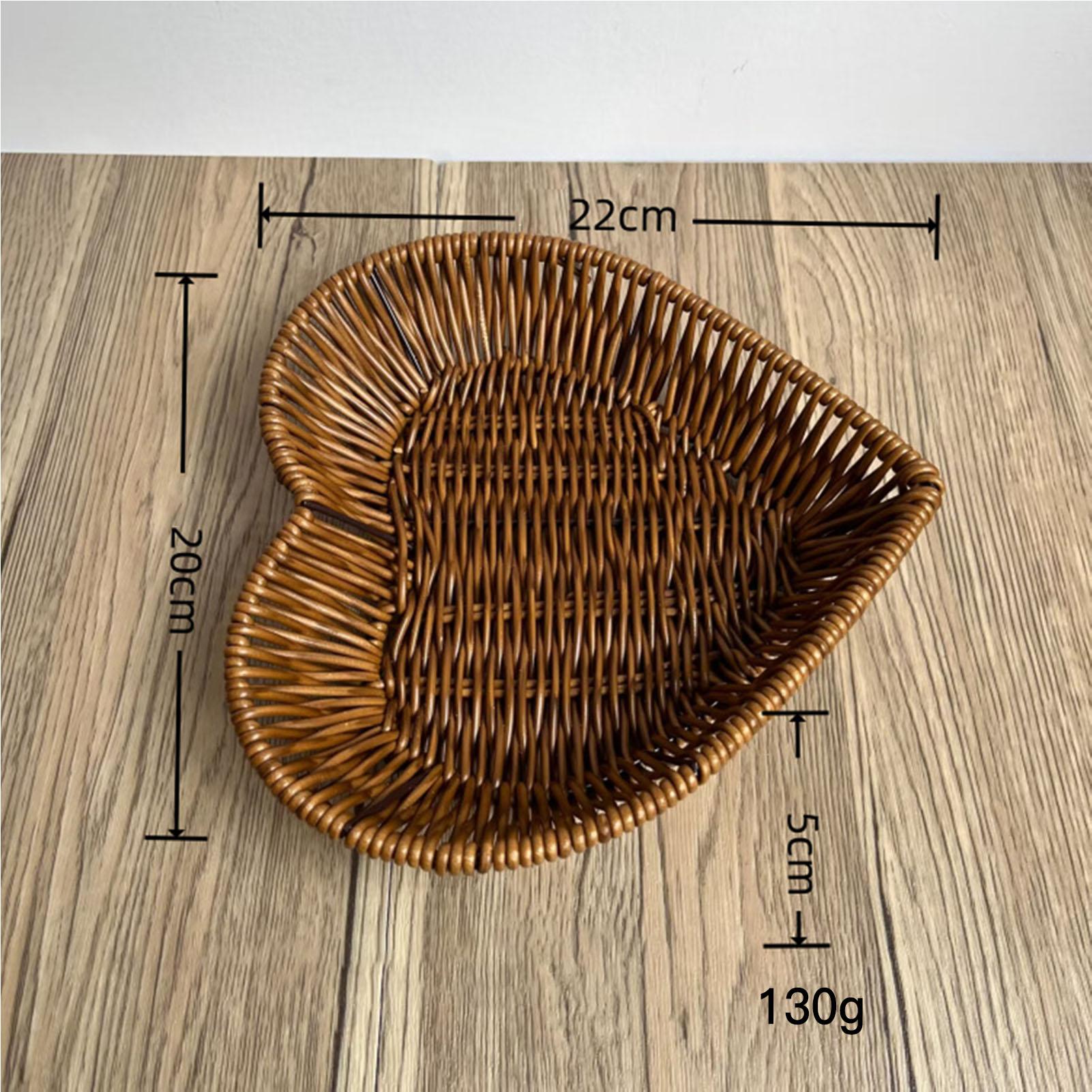 Handwoven Weaving Bread Baskets Heart Shape Weaving Basket Serving Storage Bowls Storage Basket for Kitchen Food Dining Room