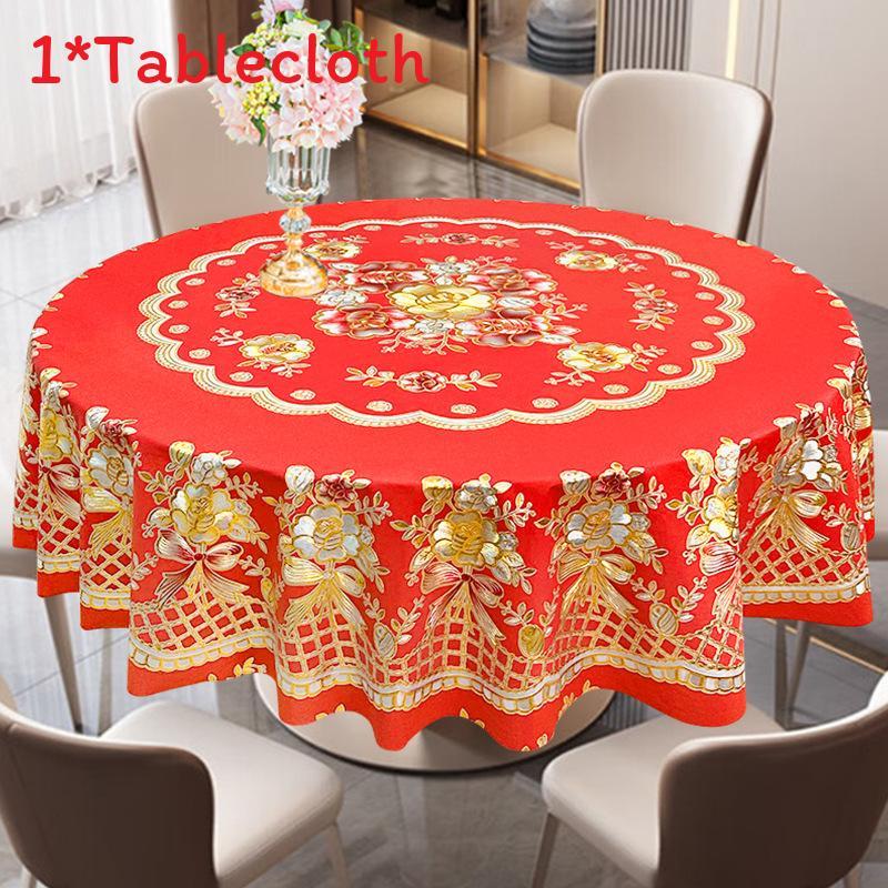 Pvc Round Square Tablecloth With Geometric Pattern For Home Dining And Holiday Decor