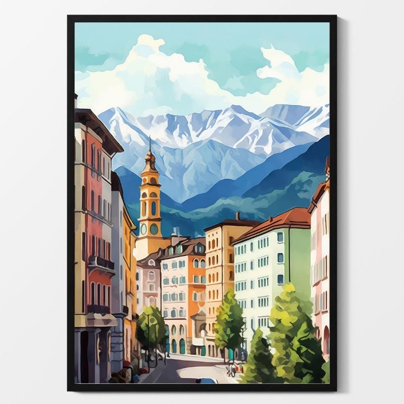 Colorful Abstract Travel Landscape Poster Greek Architectural Scenic Spots Canvas Painting Boho Wall Art Living Room Home Decor