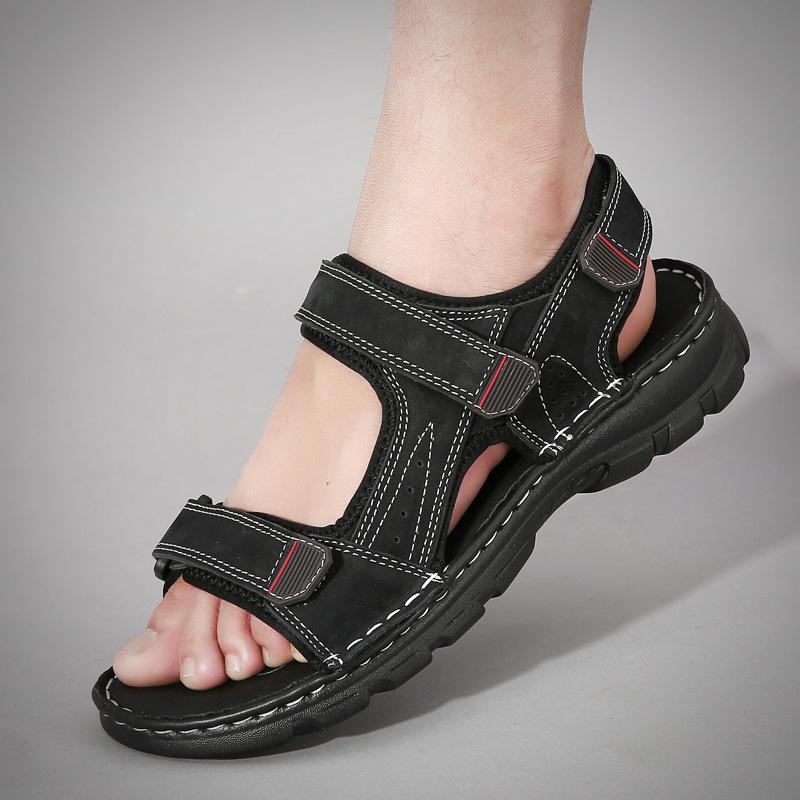 Sandals Velcro open-toed hollow breathable men's shoes summer new non-slip hiking outdoor sports large size trendy shoes men
