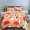 Cartoon Cats Apples Pattern Bedding Duvet Cover Set Duvet Cover Pillowcases  (1*Duvet Cover 2*Pillowcases, Without Duvet Insert)