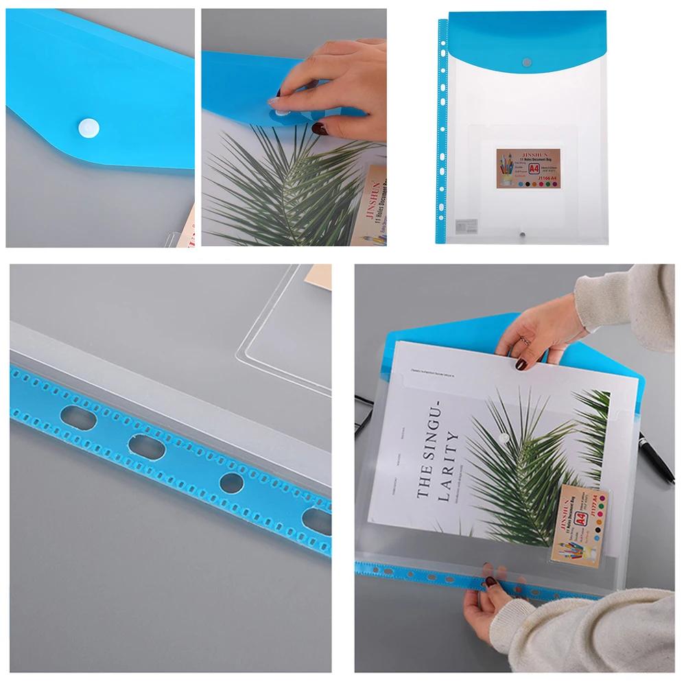 A4 Files Binder Folders Organizer 11 Holes Expandable Binder Pocket Envelope File Folders Perforated Pockets Plastic Waterproof
