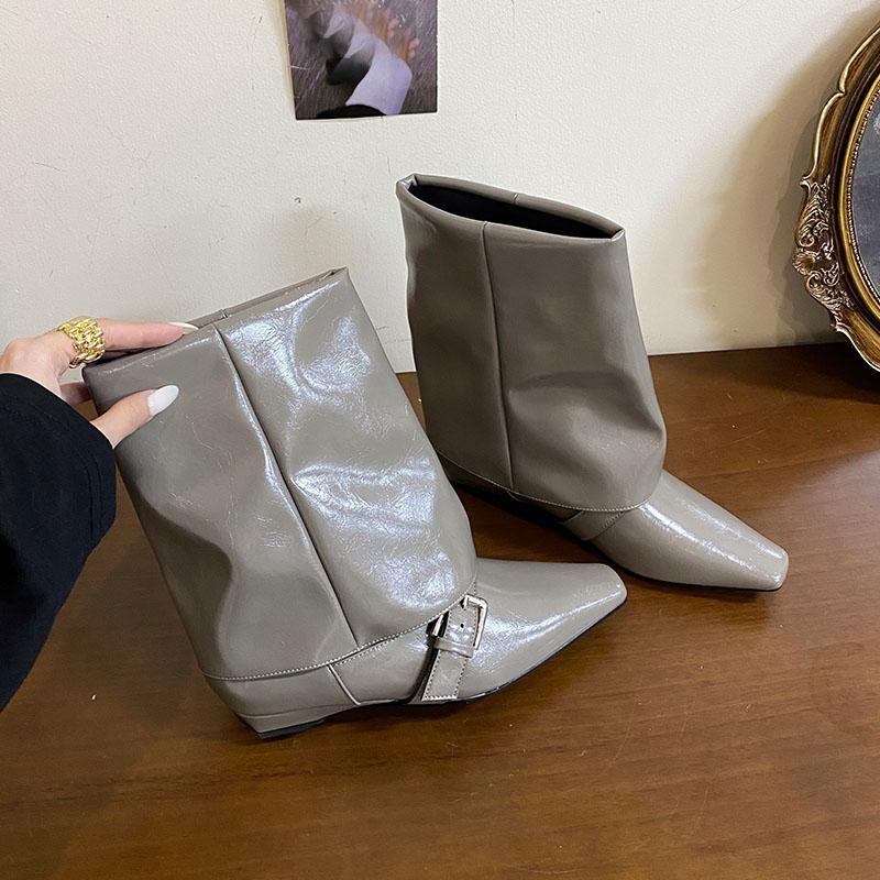 Fashion Female Slip On Footwear Women Modern Ankle Boots Low Heel Shoes Fashion Square Toe Ladies Short Boots Shoes