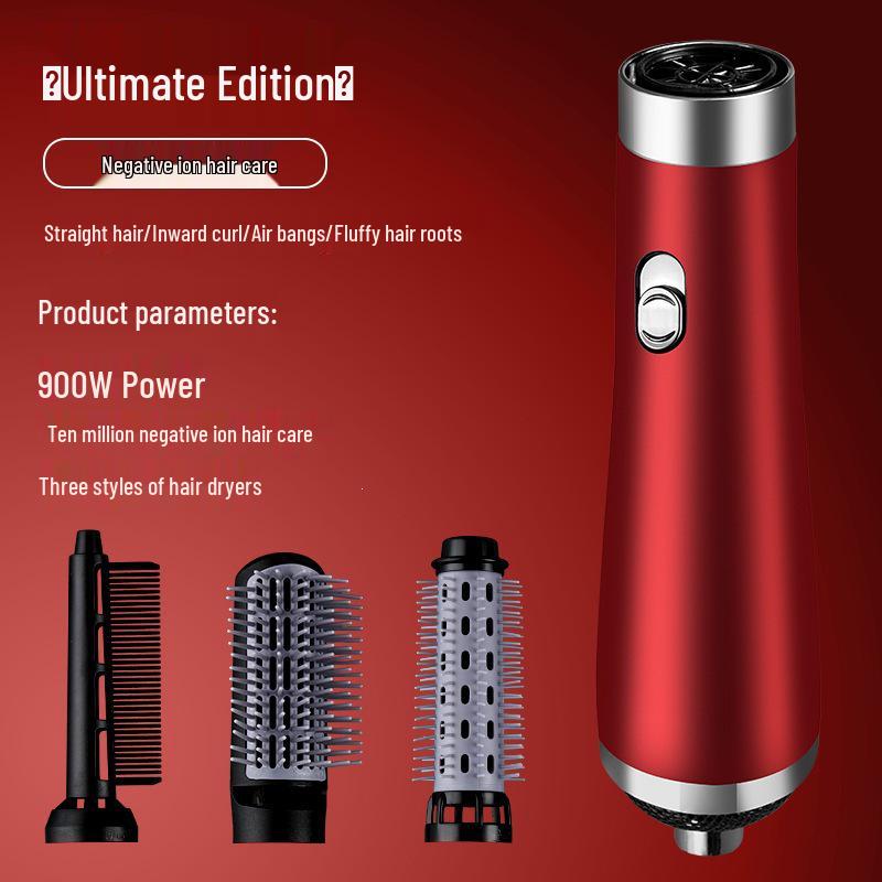 3-in-1 High-Speed Ionic Hair Dryer Comb for Styling, Straightening, and Curling красный