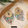 Original design bohemian earrings handmade rattan long tassel women's retro niche vacation earrings