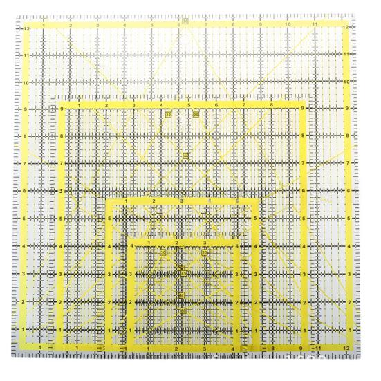 Yousheng 4Pcs Acrylic Quilting Ruler 4.5/6/9.5/12.5-Inch Square Fabric Cutting Patchwork Ruler with Clear Mark DIY Sewing Craft Projects Template