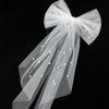 Pearl Bow Mesh Veil Headpiece for Bridesmaid & Wedding Dress Hair Clip